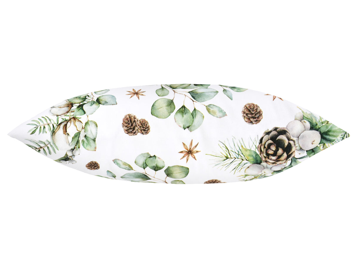 Kissenhuelle ca. 40x40 cm Ansicht von oben – Winterdeko mit Tannenzapfen – 100% Baumwolle – aus der beties Kollektion Magie des Winters "Moggl"