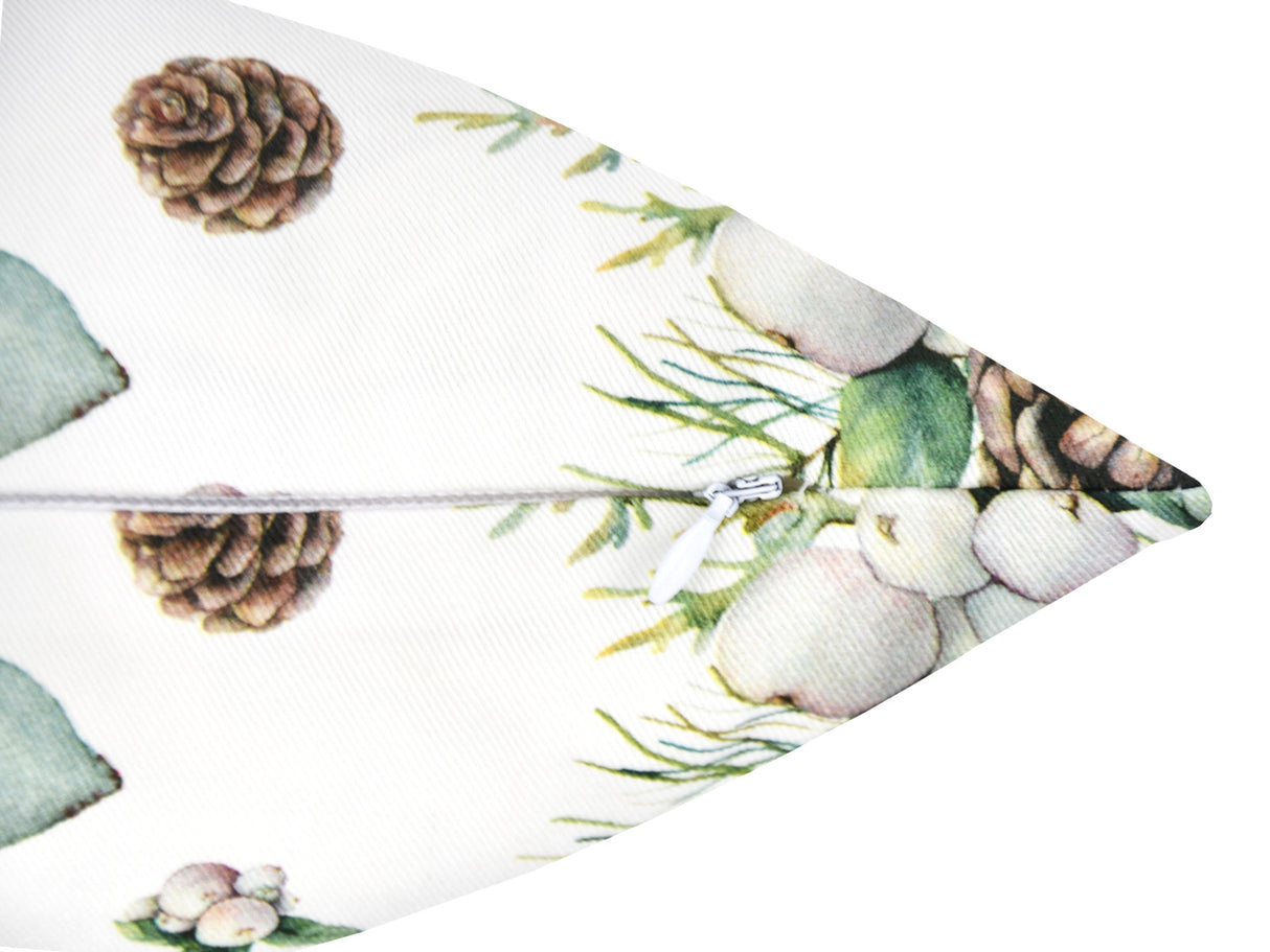 Kissenhülle ca. 50x50 cm Detailaufname des Reissverschluss – Winterdeko mit Tannenzapfen – 100% Baumwolle – aus der beties Kollektion, Magie des Winters "Moggl"