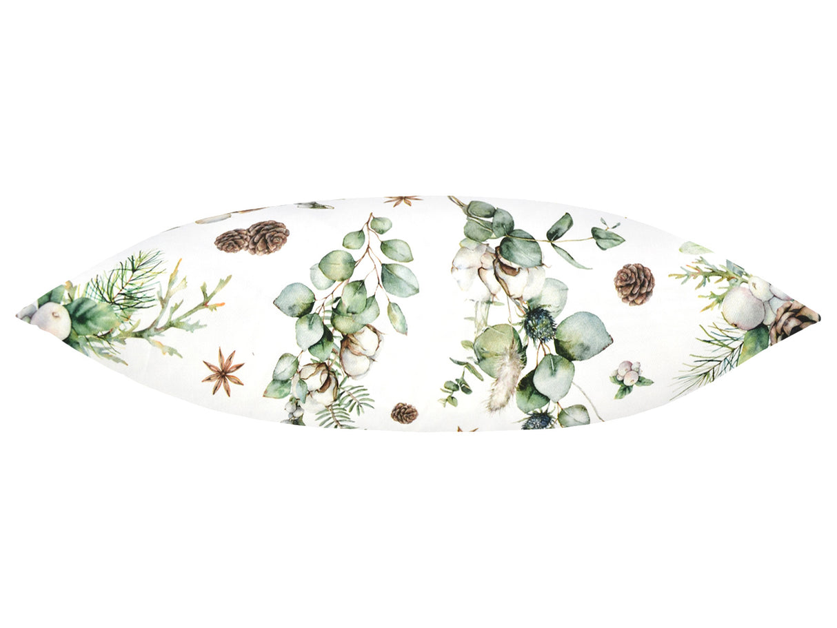 Kissenhülle ca. 50x50 cm Ansicht von oben – Winterdeko mit Tannenzapfen – 100% Baumwolle – aus der beties Kollektion, Magie des Winters "Moggl"