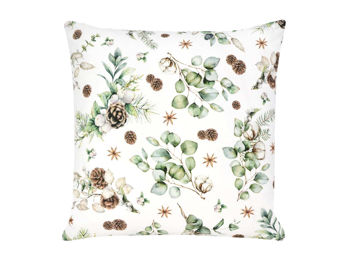 Kissenhülle ca. 50x50 cm – Winterdeko mit Tannenzapfen – 100% Baumwolle – aus der beties Kollektion, Magie des Winters "Moggl"