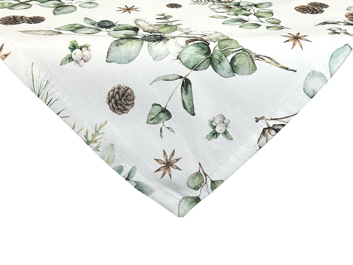 Mitteldecke ca. 80x80 cm – Winterdeko mit Tannenzapfen – 100% Baumwolle – aus der beties Kollektion, Magie des Winters "Moggl"