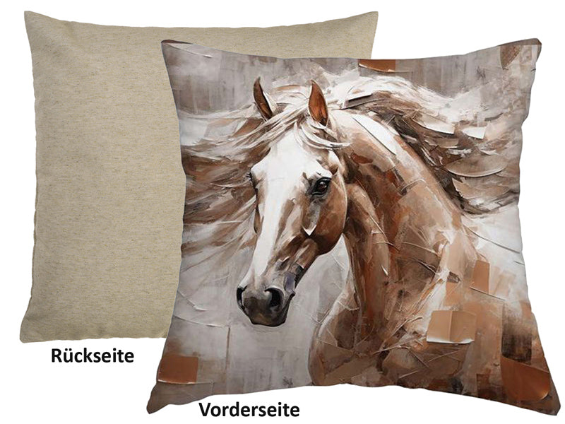 Housse de coussin env. 45x45 cm tissu mixte POP Collection beties "cheval"