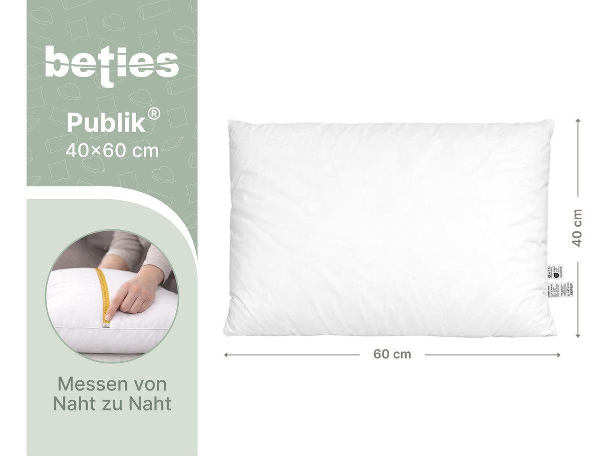 beties Publik Federkissen Fuellkissen 40x60 cm – Masszeichnung mit Breite und Hoehe in Zentimeter