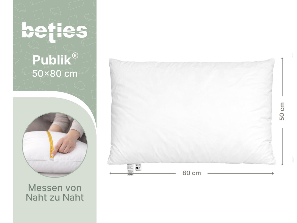 beties Publik Federkissen Fuellkissen 50x80 cm – Masszeichnung mit Breite und Hoehe in Zentimeter