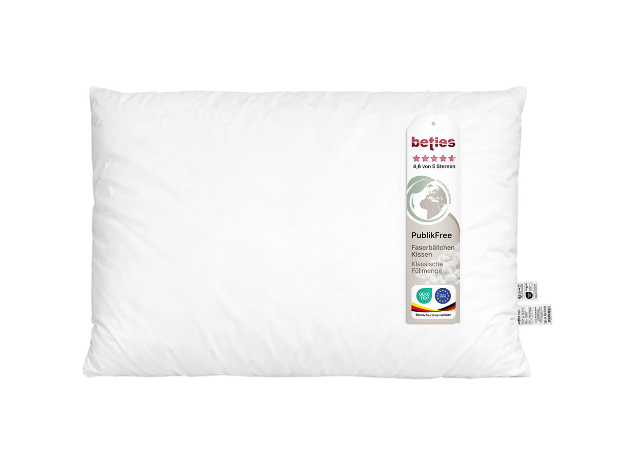 beties PublikFree Polyesterflocken Füllkissen 40x60 cm – Etikett – Polyester, vegan, waschbar, Made in Europe