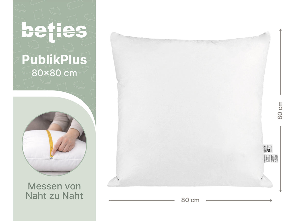 beties Publikplus Federkissen Fuellkissen 80x80 cm Masszeichnung mit Breite und Hoehe