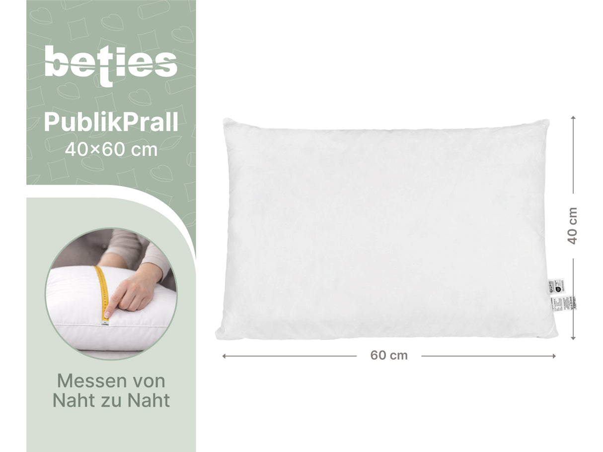 beties Publikprall Federkissen Fuellkissen 40x60 cm Massangaben Abmessungen Grafik