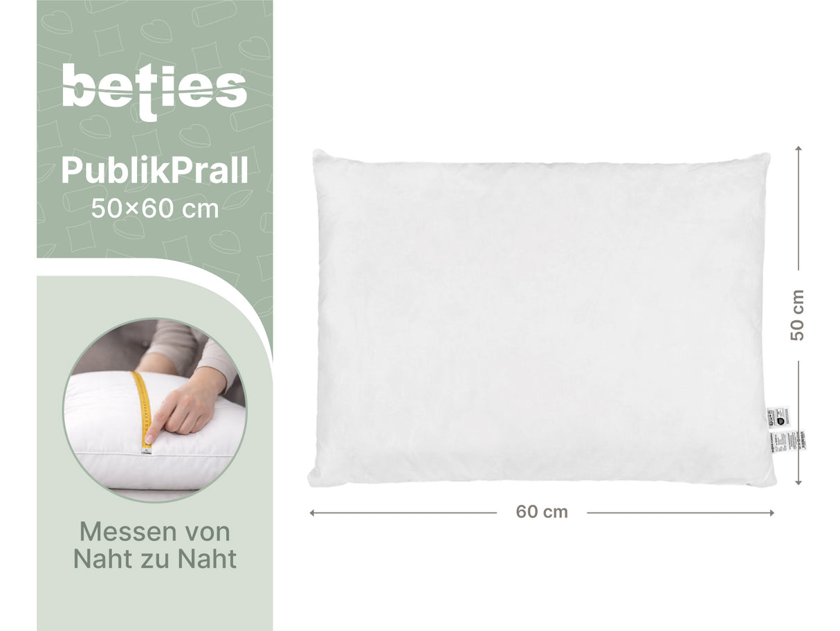 beties Publikprall Federkissen Fuellkissen 50x60 cm Massangaben Abmessungen Grafik