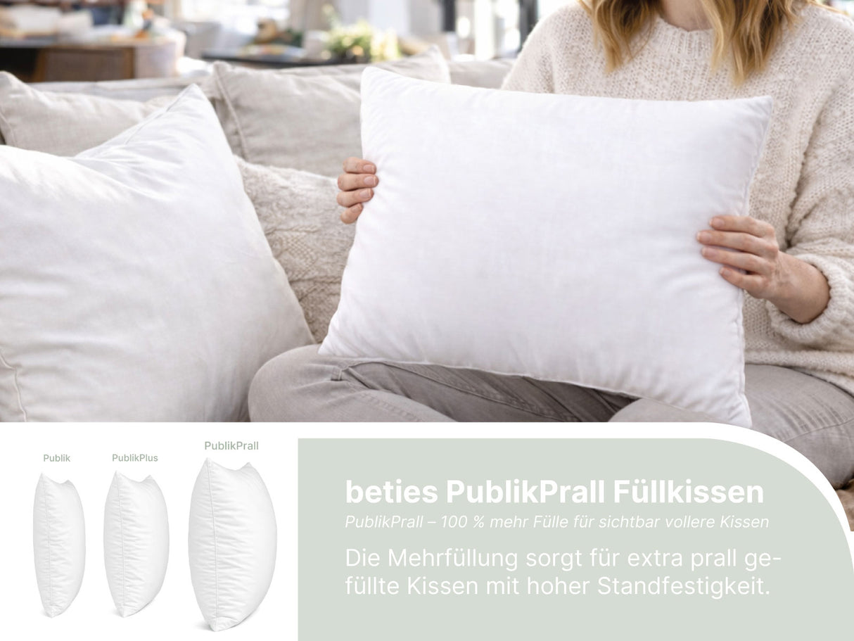 beties Publikprall Federkissen Fuellkissen Detailaufnahme Fuellmenge