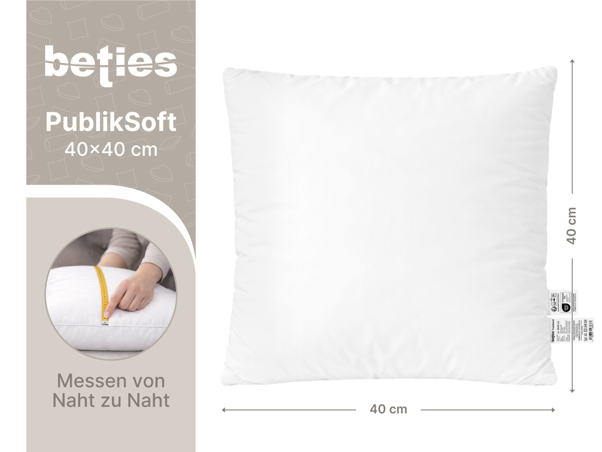 Daunenkissen 40x40 cm weich bauschig – Sofakissen Kopfkissen – beties PublikSoft