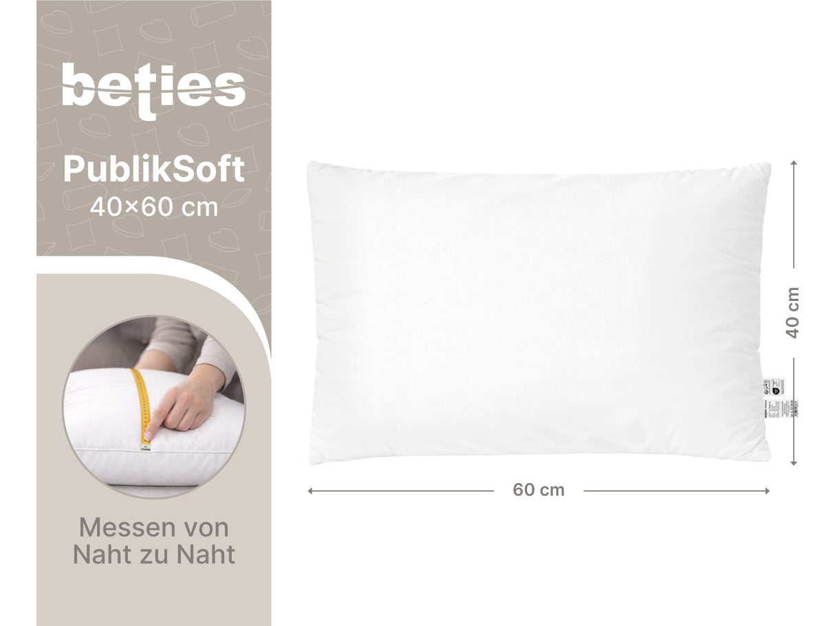 Daunenkissen 40x60 cm weich bauschig – Sofakissen Kopfkissen – beties PublikSoft