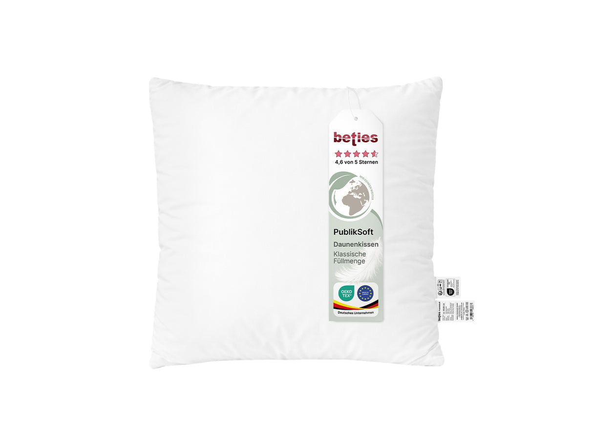 Daunenkissen 50x50 cm weich bauschig – Sofakissen Dekokissen – beties PublikSoft