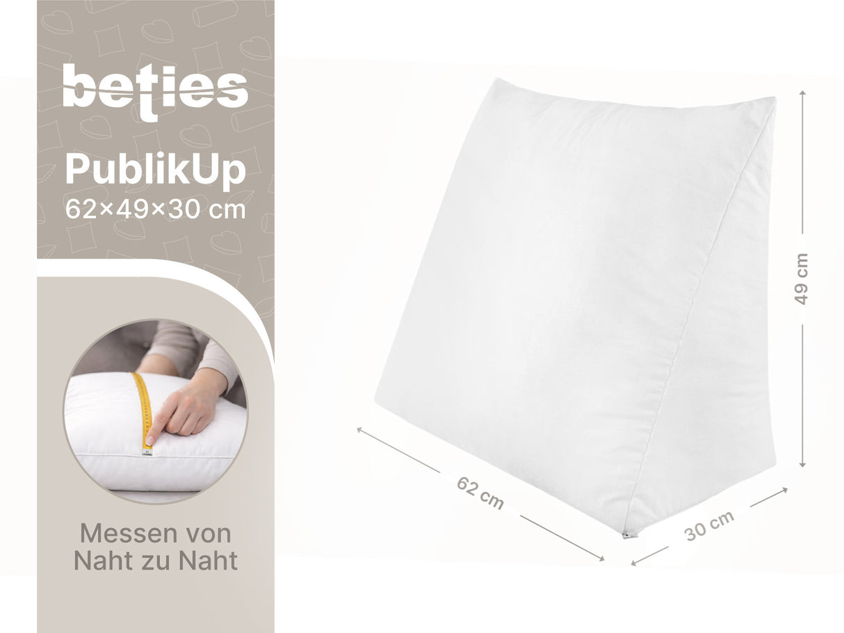 beties Publikup Stuetzkissen Masszeichnung mit Breite Hoehe und Tiefe