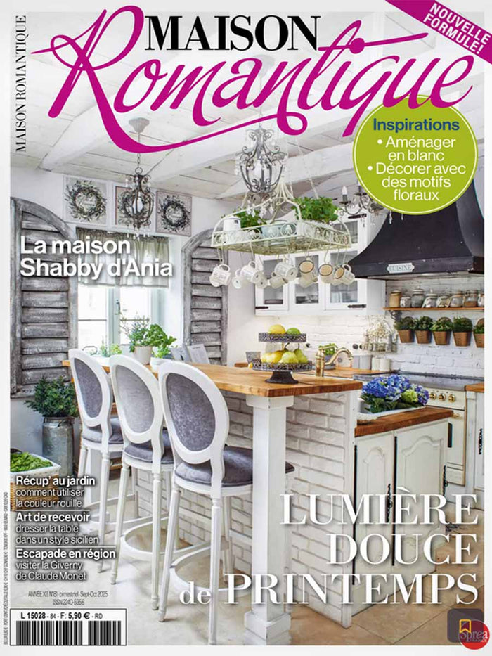 Maison Romantique Wohnmagazin erwähnt die samt&sonders gefüllten Herzkissen in altrosa von beties