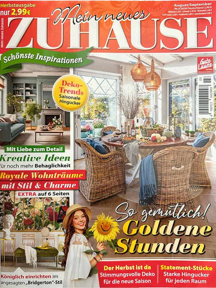 Mein neues Zuhause Wohnmagazin erwähnt das samt&sonders gefüllte Herzkissen in petrol von beties