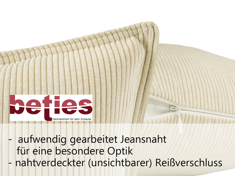 Kissenhülle ca. 30x50 cm Cord-Samt beties "HYggelig No.1" Kissenbezug mit aufwendiger Jeans-Doppelnaht in Raumausstatter Qualität
