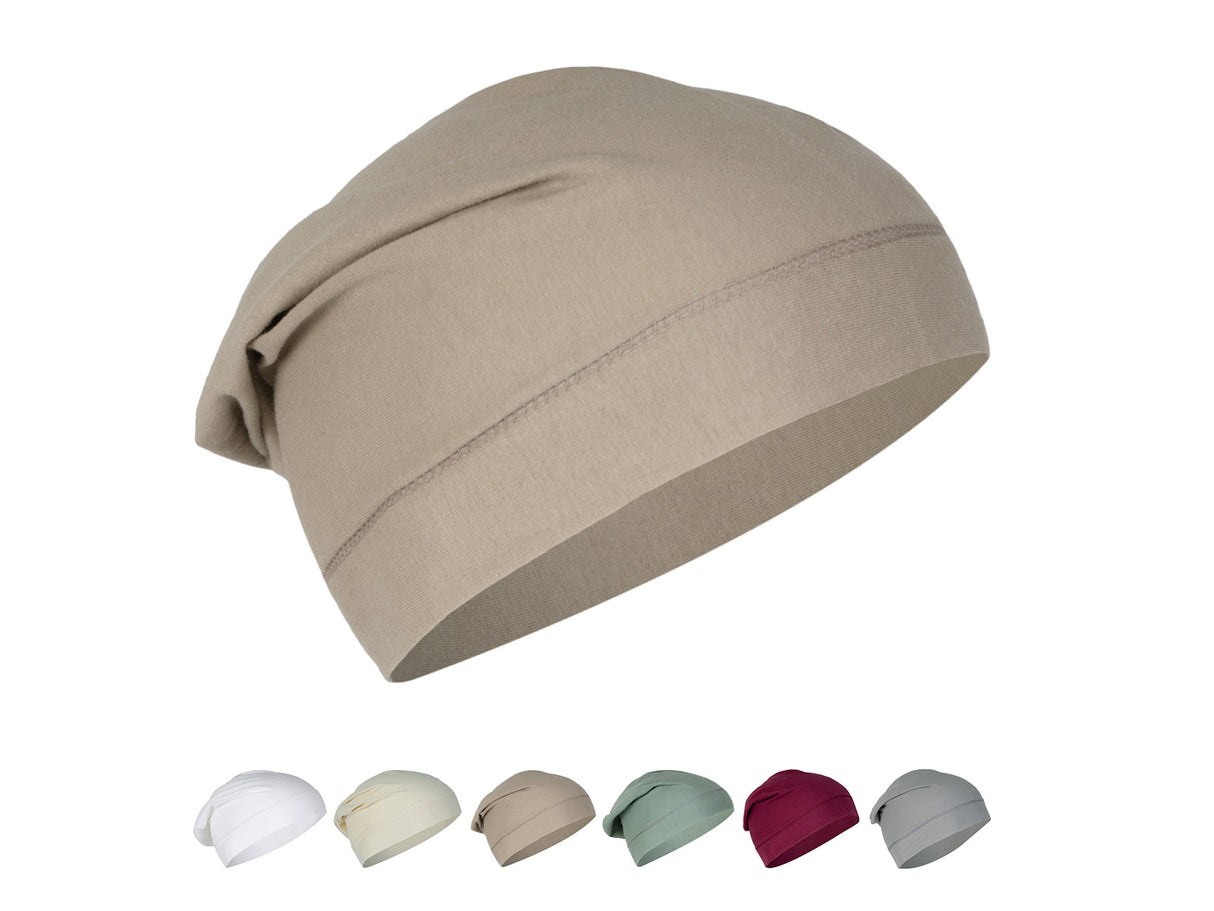 Beanie Skull-Cap Schlafmütze leichte Sommermütze 100% Baumwolle-Jersey One-Size Unisex beties "BasicSoft"