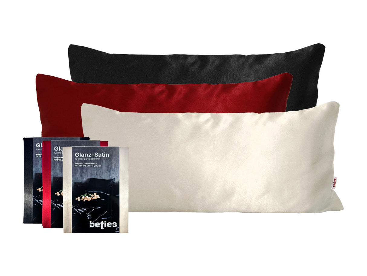 Kissenbezug ca. 40x80 cm Glanz Satin fein fließend für Haare und Haut Seiden-Optik