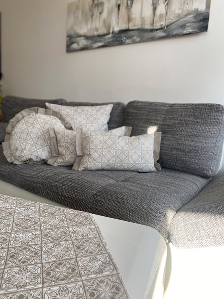 Housse de coussin réversible env. 60x60 cm imprimé carreaux beties "Arabesque"