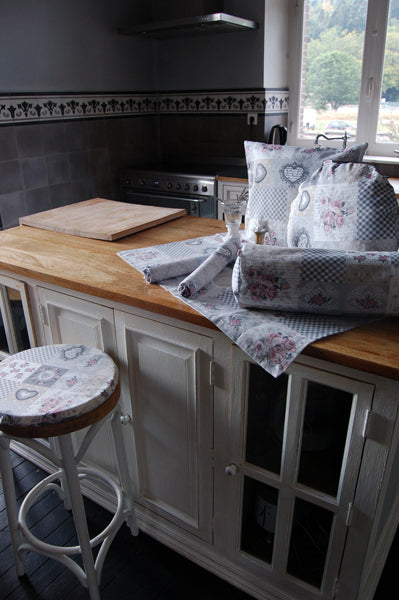 Housse de rouleau XL env. 25x70 cm tissu mixte shabby chic beties "enfants du village"