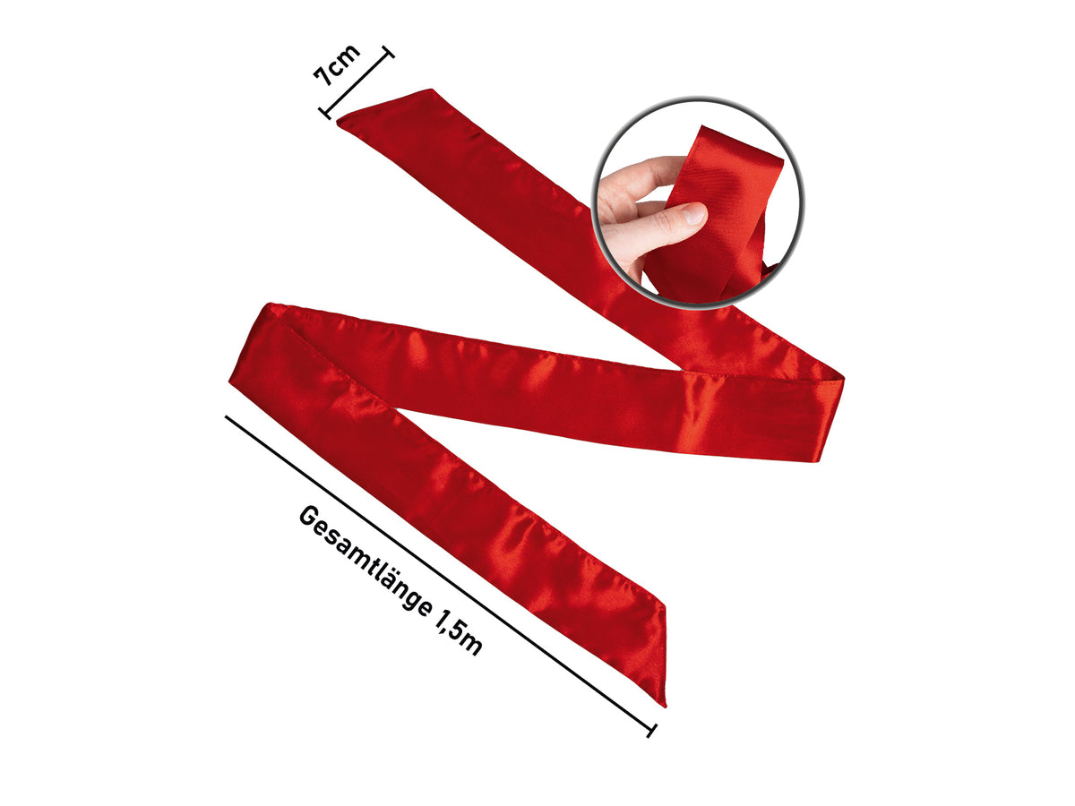 Augenbinde aus Glanzsatin 7x150 cm in karmin-rot – beties Glanzstück