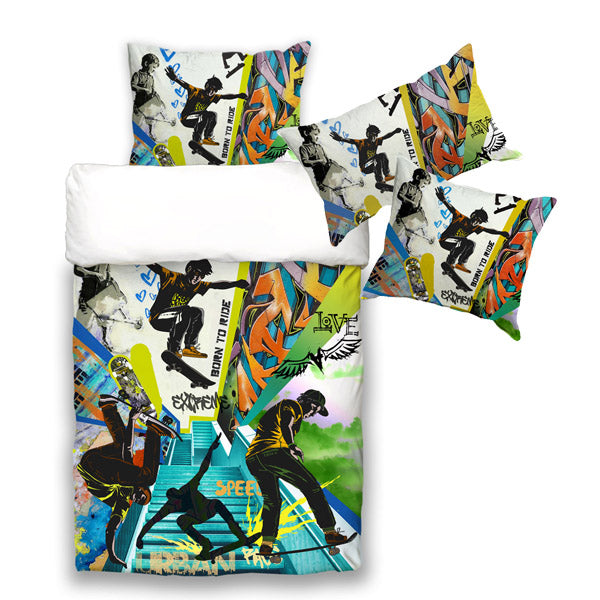 Parure de lit jeunesse env. 155x220 cm « Graffiti Skateboard » cool beties set