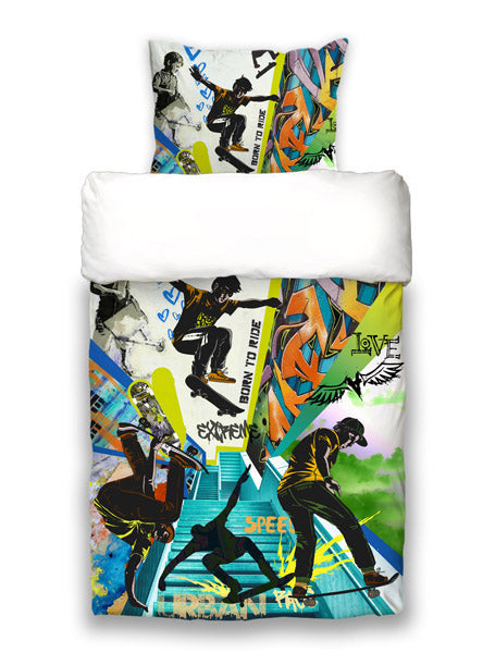 Parure de lit jeunesse env. 155x220 cm « Graffiti Skateboard » cool beties set
