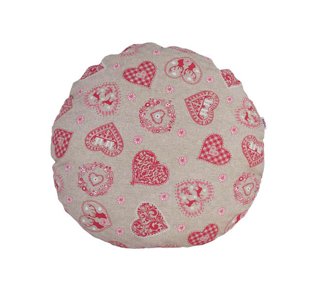 Housse de coussin ronde env. 50 cm Ø aspect cabane alpine beties "Kaiser-Jodler"