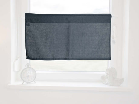 Scheibengardine ca. 85x45 cm tiefsee-blau 100% Leinen beties "Leinen"