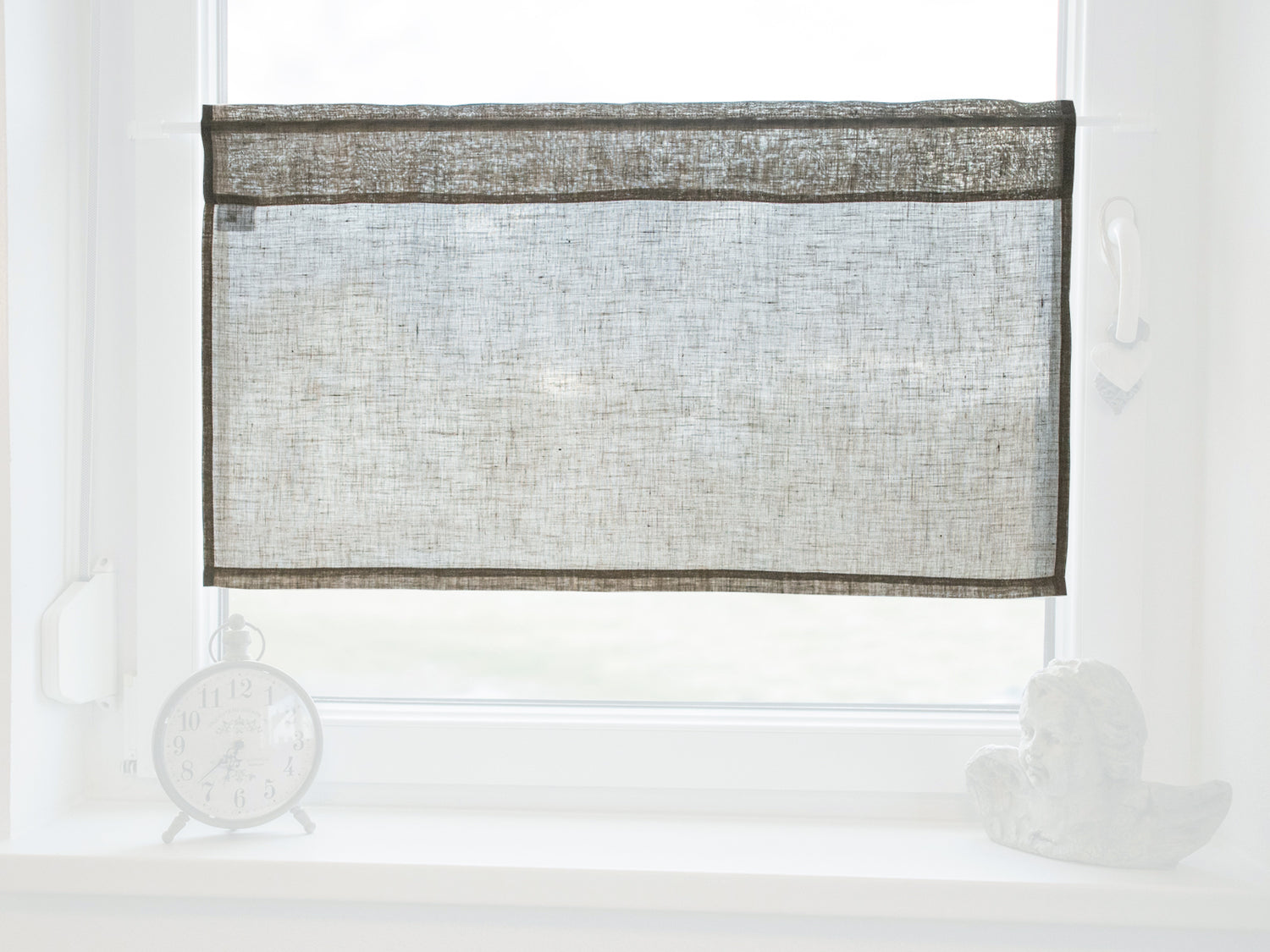 Scheibengardine ca. 85x45 cm leinen-taupe 100% Leinen beties "Leinen"