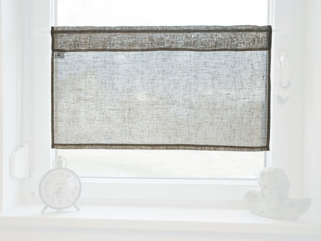 Scheibengardine ca. 85x45 cm leinen-taupe 100% Leinen beties "Leinen"