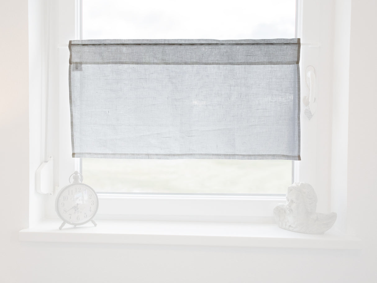 Scheibengardine ca. 85x45 cm stonewash-weiß 100% Leinen beties "Leinen"