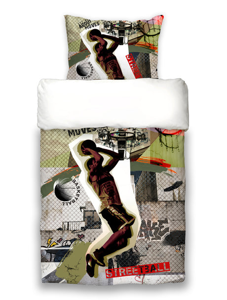 Jugend Bettwäsche-Set ca. 155x220 cm „Graffiti Streetball“ coole beties Garnitur