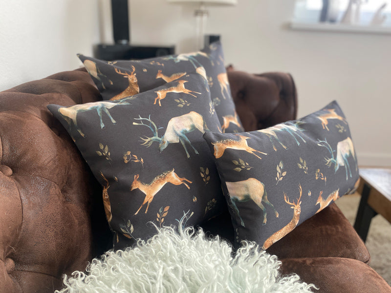 Housse de coussin env. 50x50 cm cerf housse réversible beties "Wildwechsel"