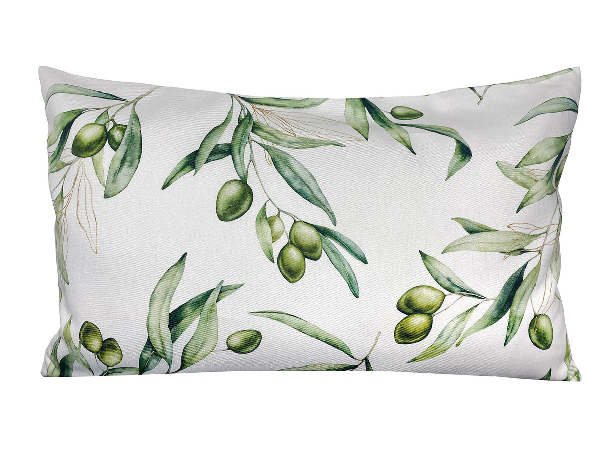 Kissenhülle ca. 30x50 cm aus 100% Baumwolle - Oliven Design "Italy Collection" Mediterranes Design, Hochwertiger Bezug für Dekokissen