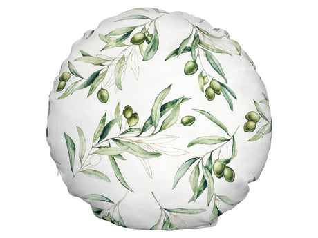 Mediterrane runde Kissenhülle ca. 60 cm Ø aus 100% Baumwolle - Oliven Design aus der beties "Italy Collection"