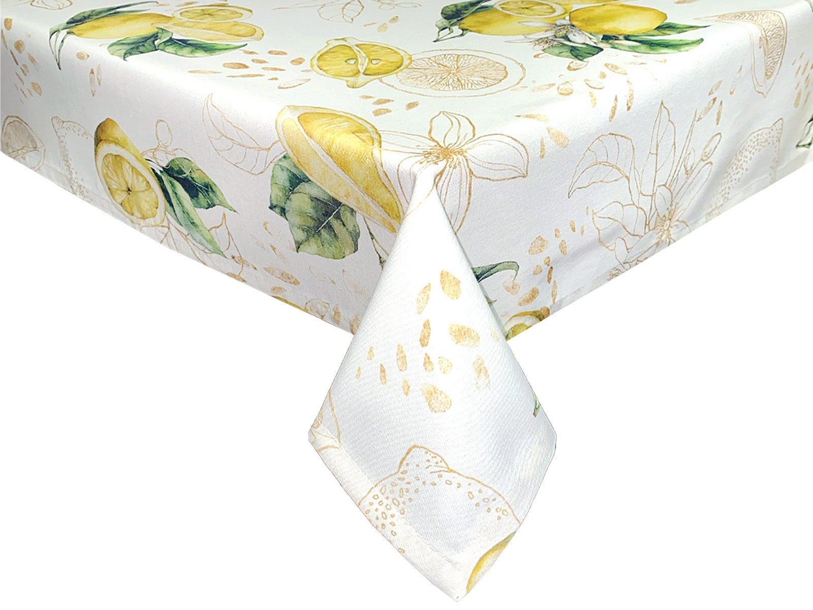 Quadratische Tischdecke Mit Zitronen-Oliven-Motiv – 140x140 Cm, 80% Baumwolle