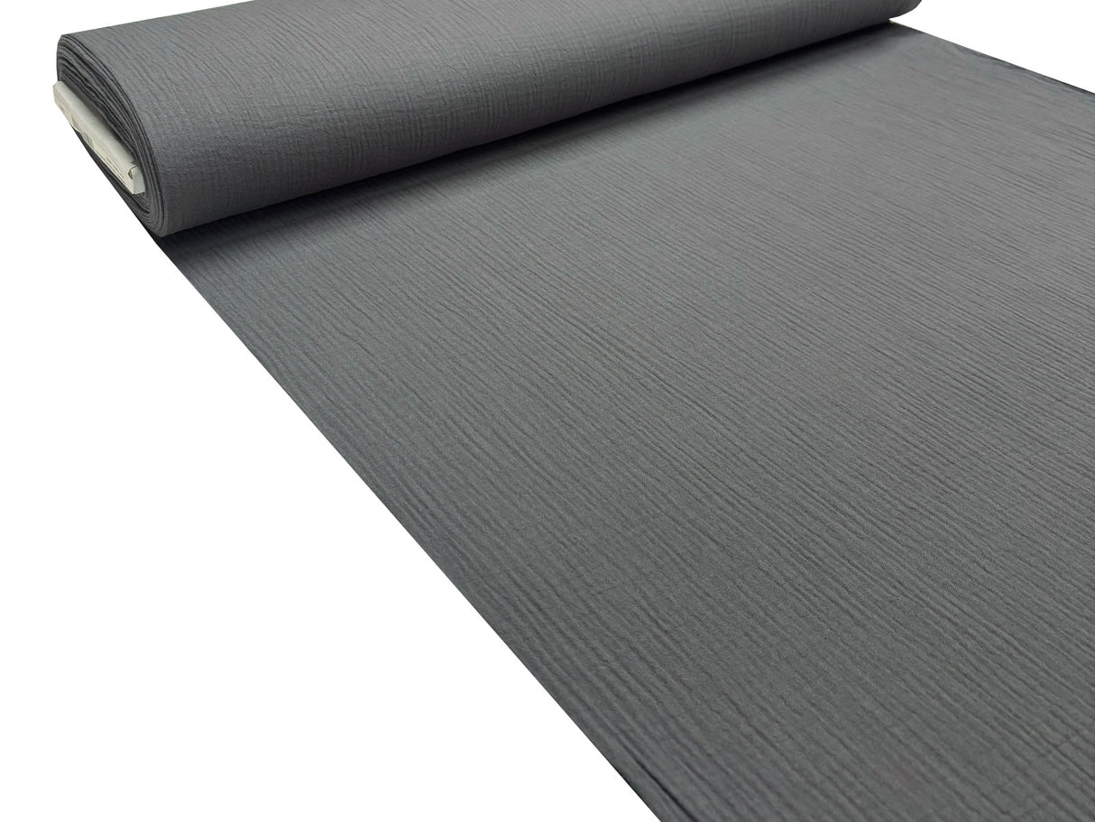 Musselin Stoffrolle in dunkelgrau-anthrazit.