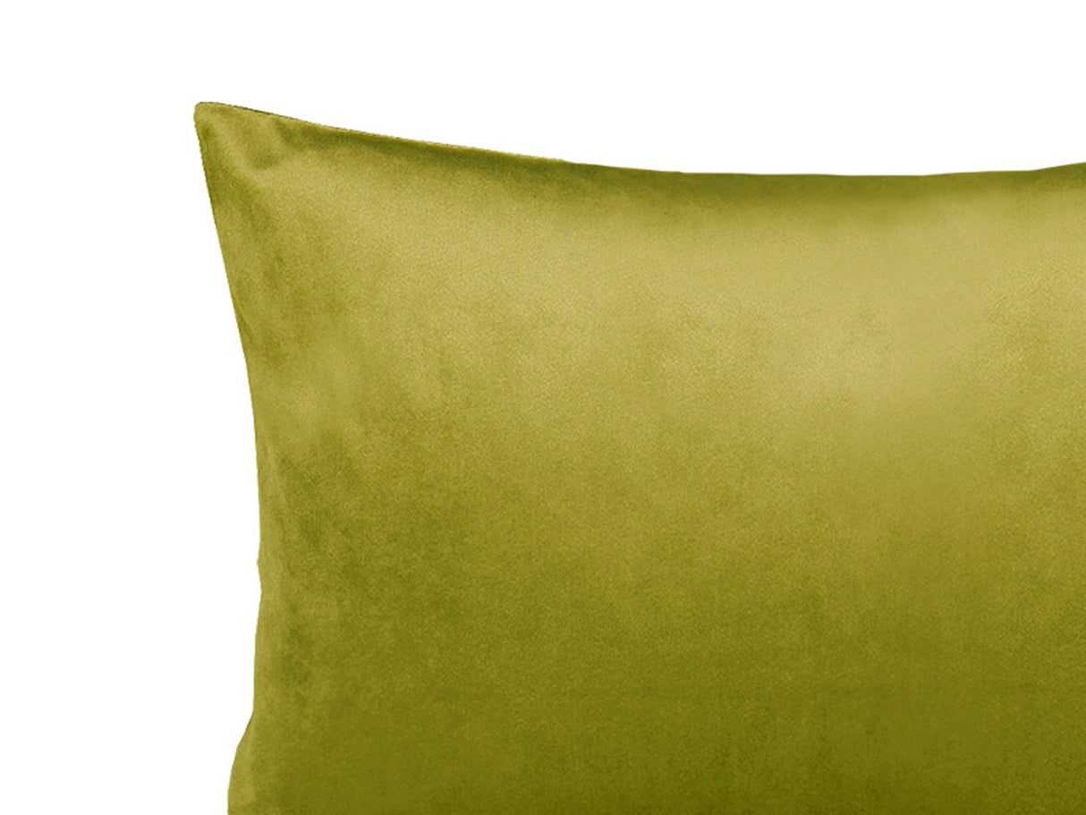Nahaufnahme eines Samt&Sonders Kissenbezug in der Farbe mai-gruen.