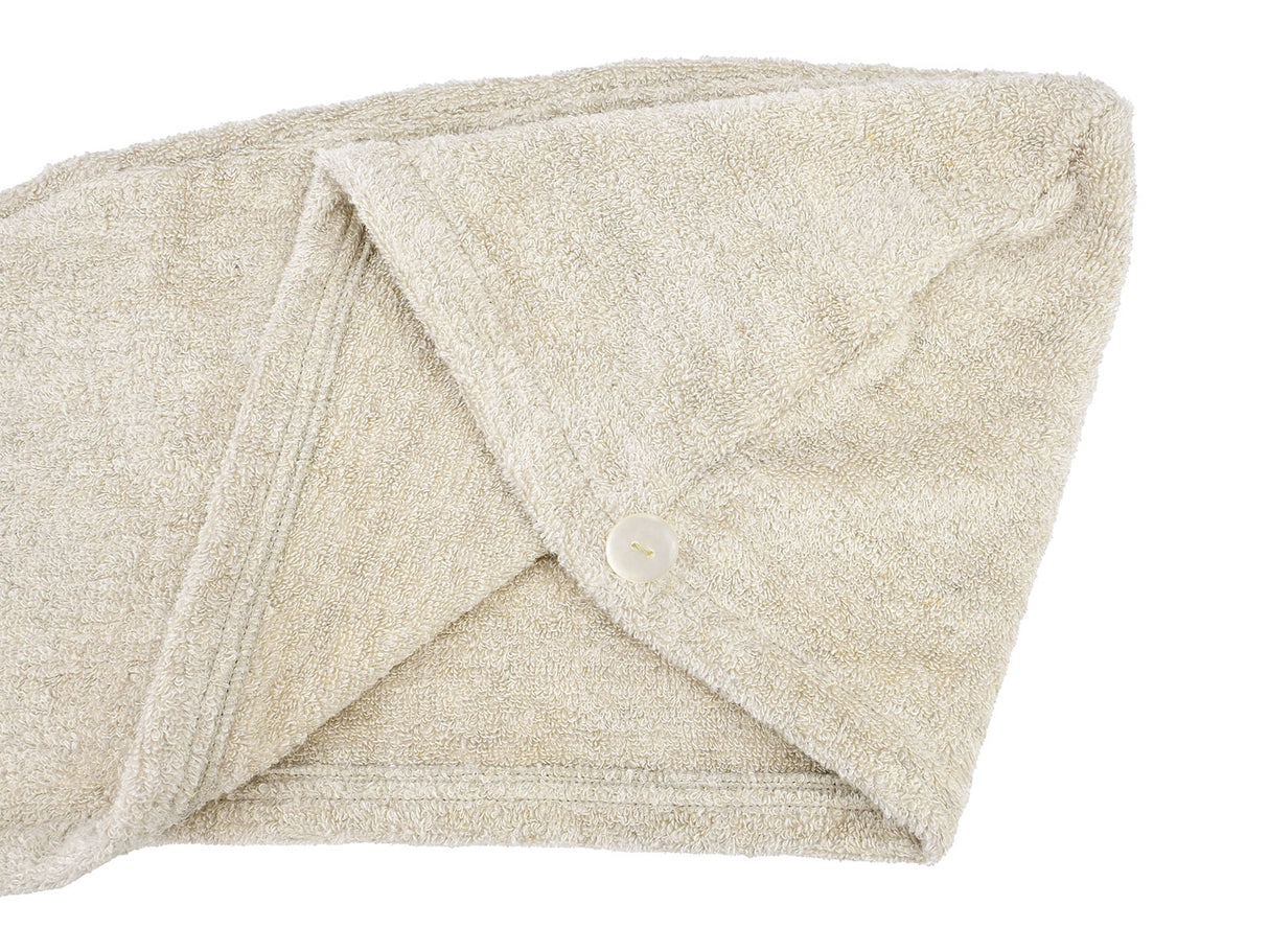 Haarturban 25x70 cm aus Leinen-Frottee mit Knopf | SAVU
