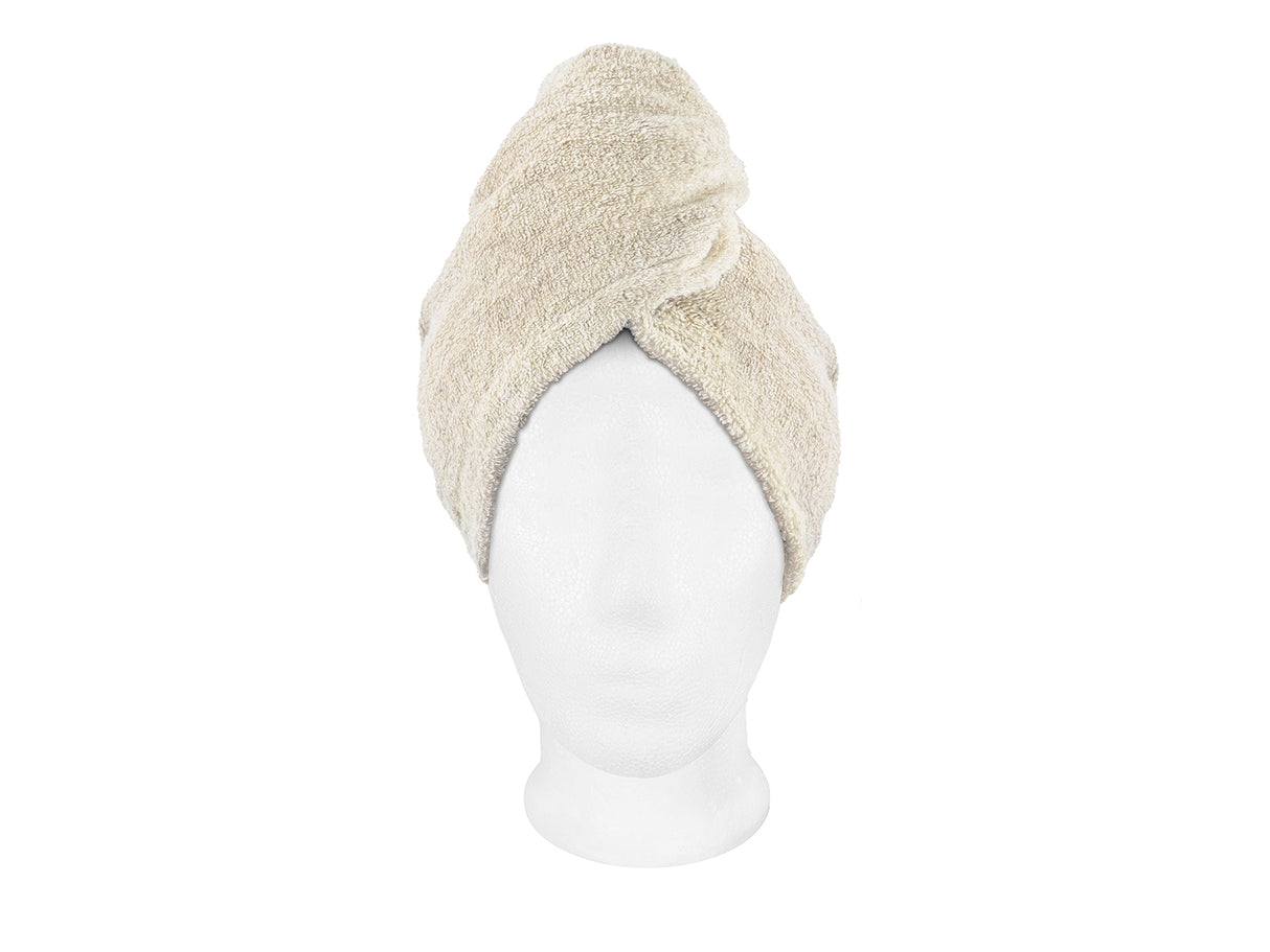 Haarturban 25x70 cm aus Leinen-Frottee mit Knopf | SAVU