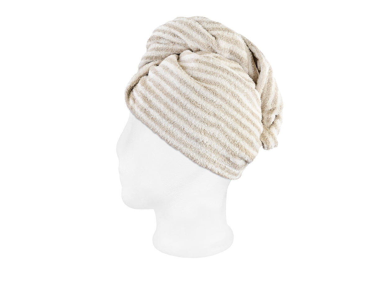 Haarturban 25x70 cm aus Leinen-Frottee mit Knopf | SAVU
