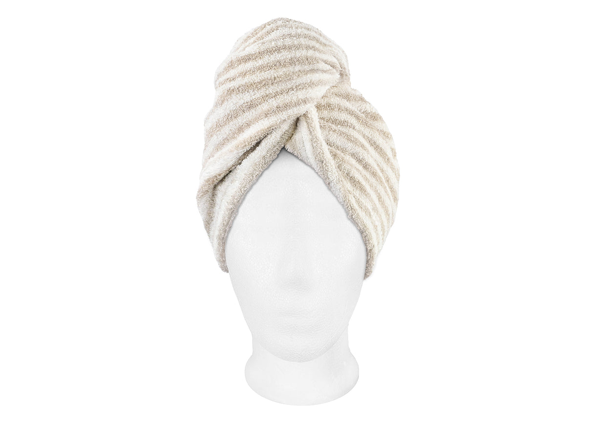 Haarturban 25x70 cm aus Leinen-Frottee mit Knopf | SAVU