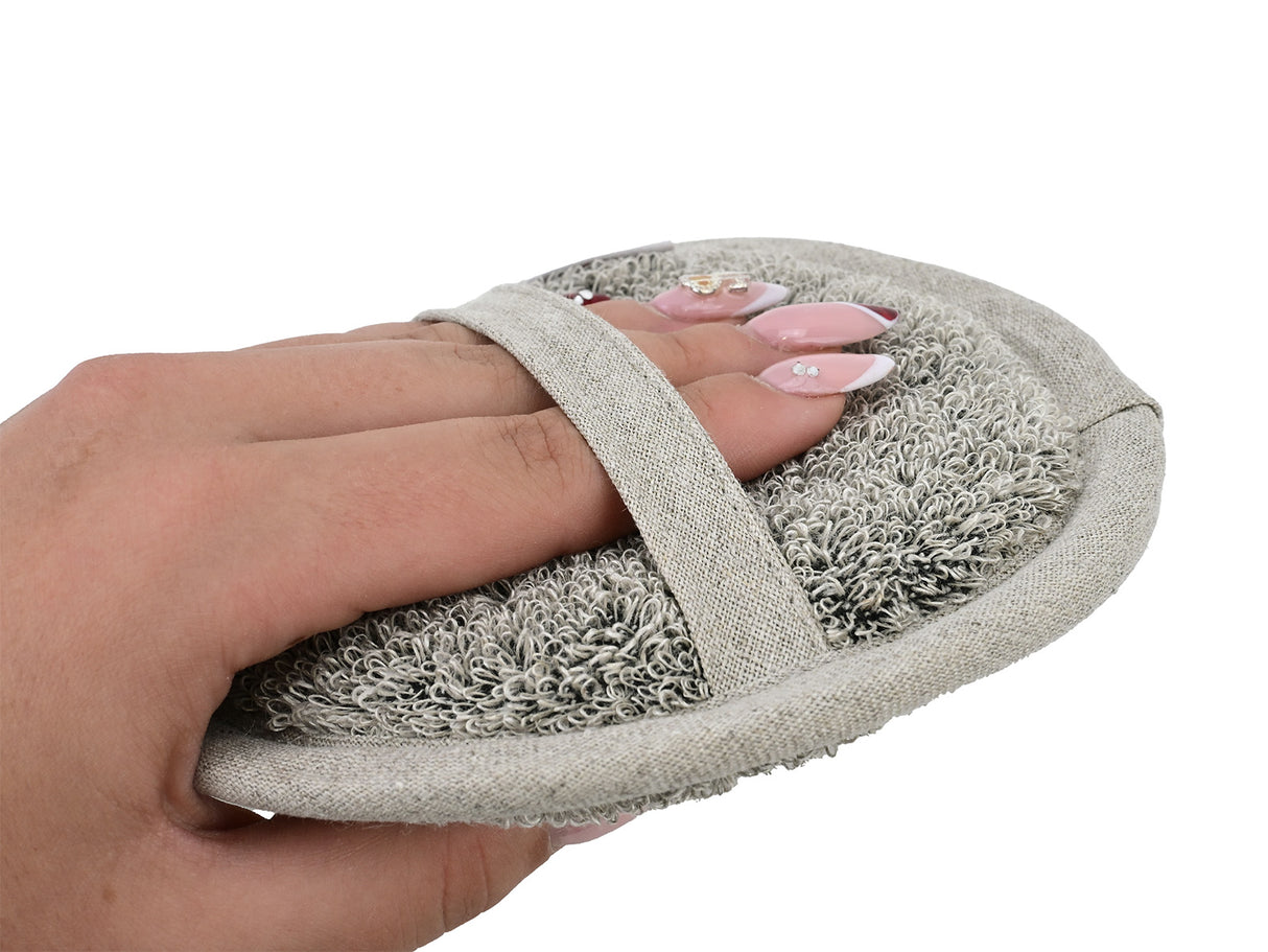 Leinen-Kosmetikpad Ø12 cm – Peeling-Frottee & Massage | SAVU