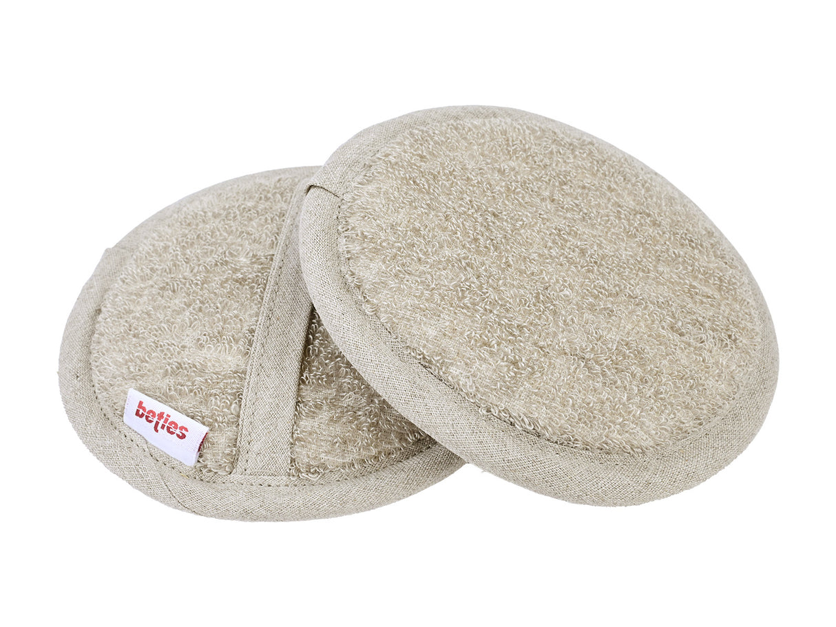 Leinen-Kosmetikpad Ø12 cm – Peeling-Frottee & Massage | SAVU