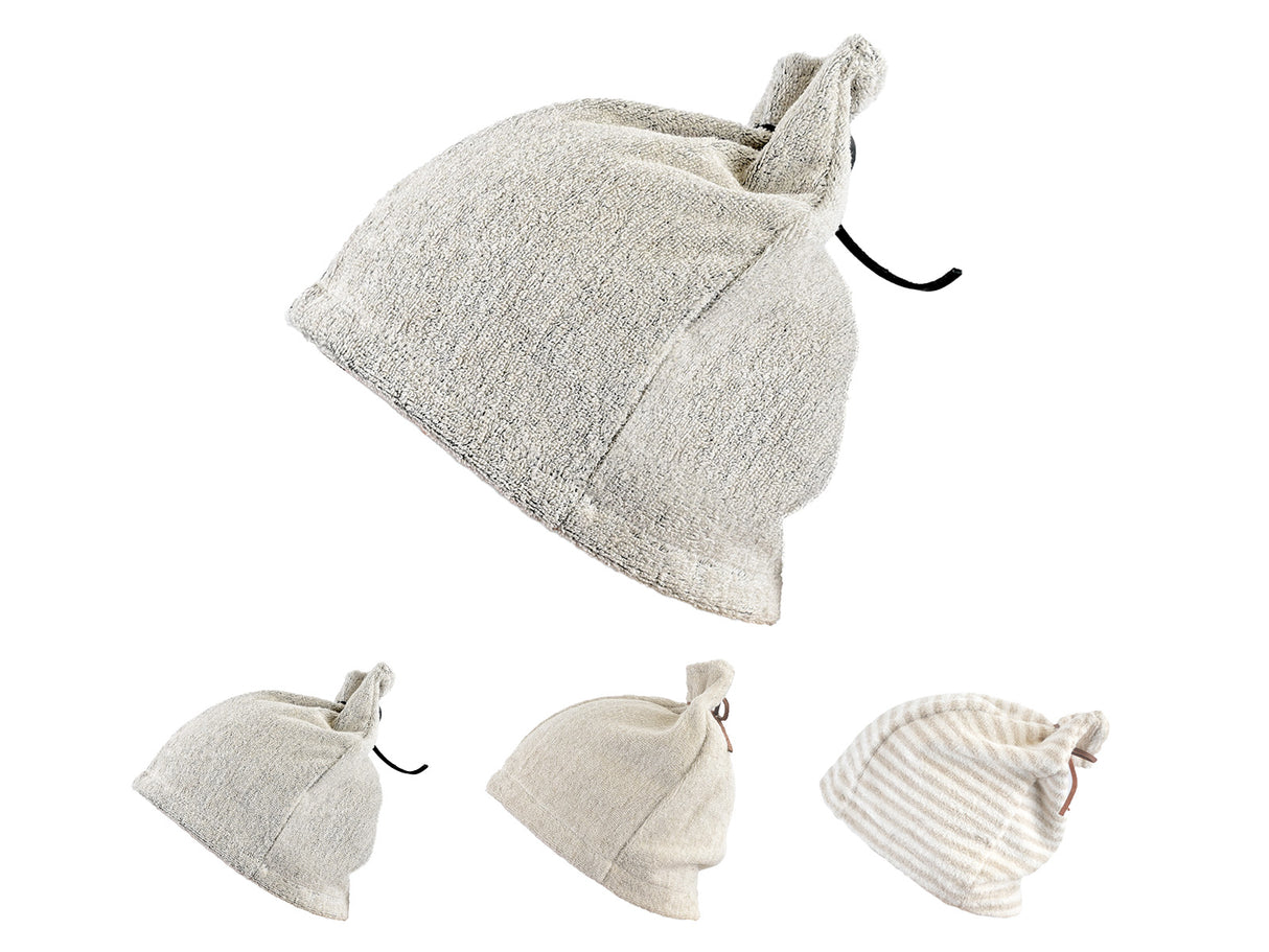 Saunahut Kamin aus Leinen-Frottee mit Lederband – One Size | SAVU