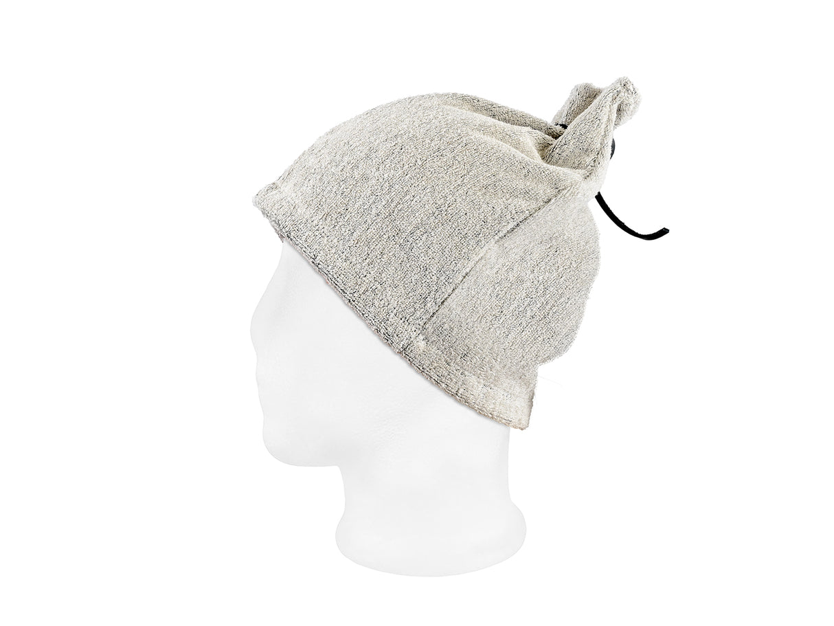 Saunahut Kamin aus Leinen-Frottee mit Lederband – One Size | SAVU
