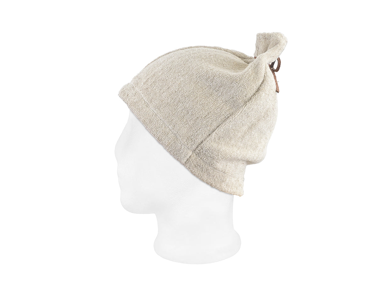 Saunahut Kamin aus Leinen-Frottee mit Lederband – One Size | SAVU