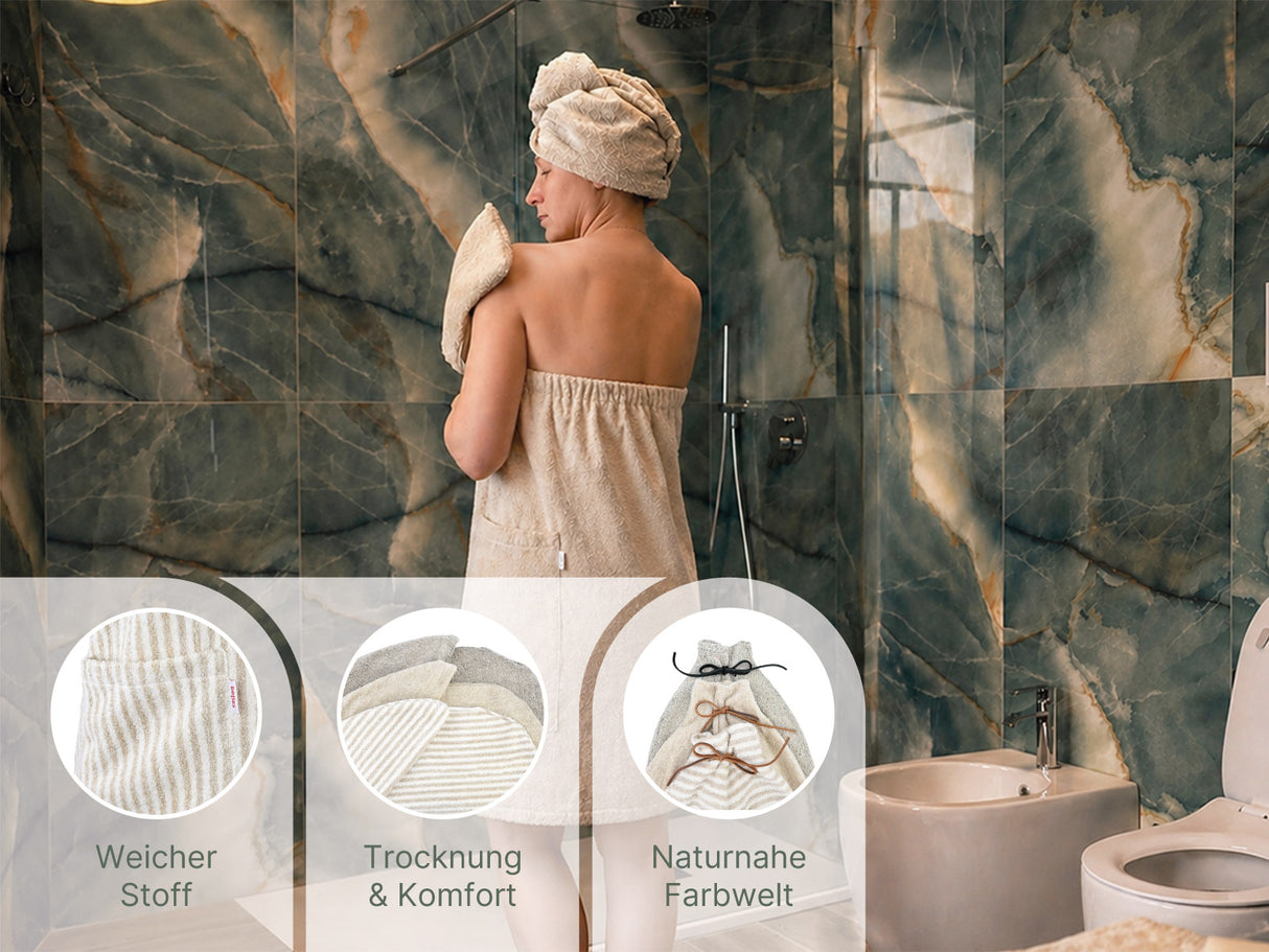 Sauna Beanie aus Leinen-Frottee – weicher One Size Saunahut | SAVU