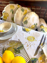 Hochwertige runde Kissenhülle ca. 60 cm Ø 100% Baumwolle Zitronen-Design beties "Italy Collection"